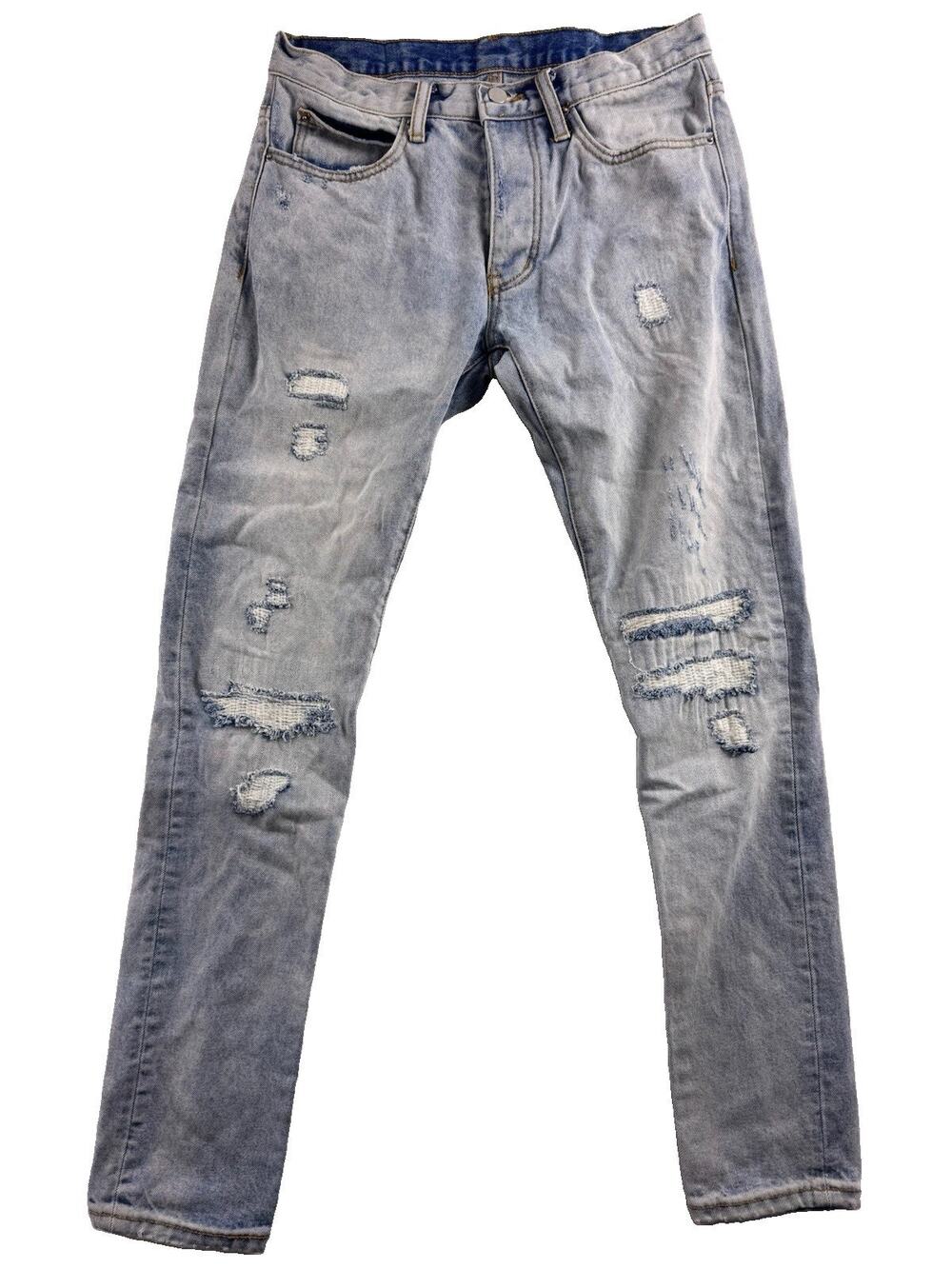 MNML Distressed Skinny Slim Jeans Repair Patch Denim M Series Size 28